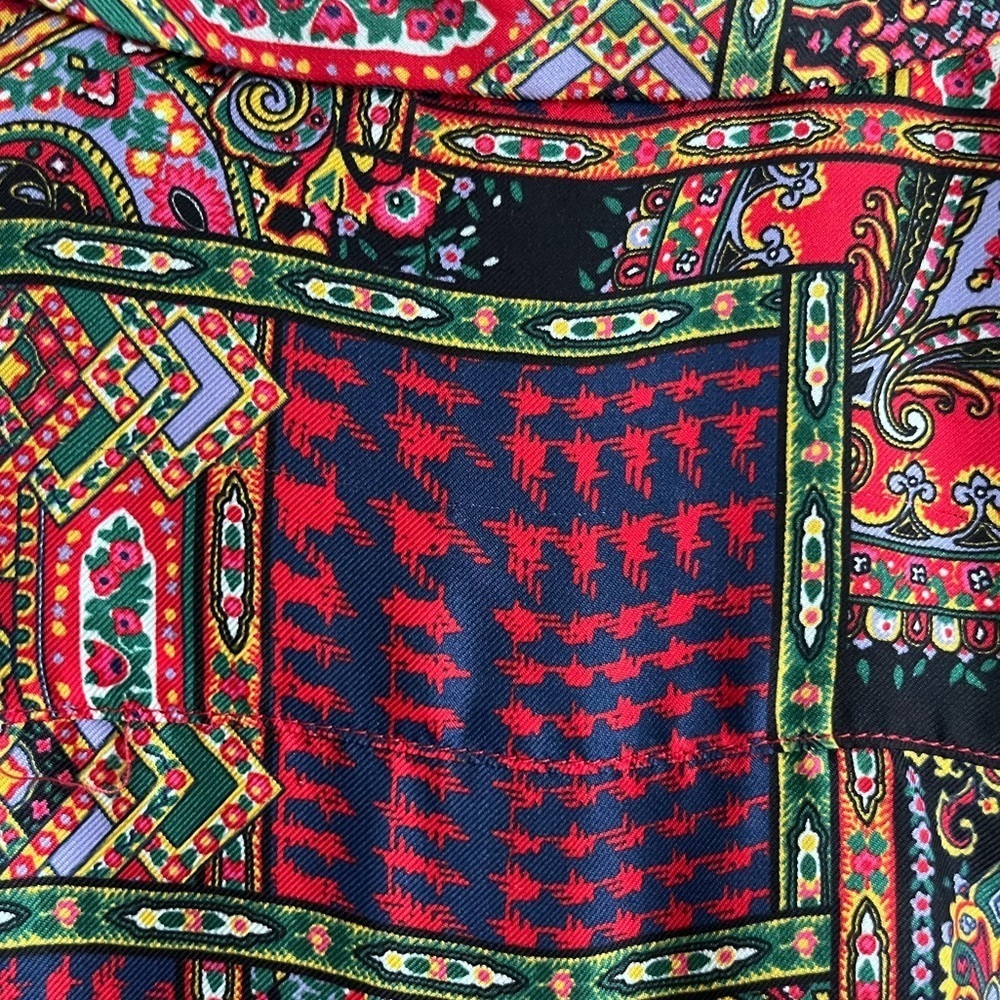 J.McLaughlin Patchwork Silk Blend Printed Button … - image 5